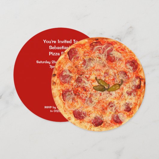 Pizza-Party Einladung (Vorne/Hinten)