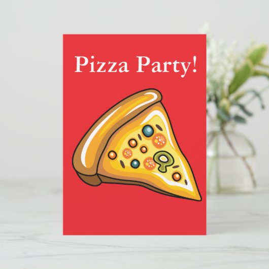 Pizza-Party Einladung (Stehend Vorderseite)