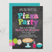 Pizza-Party Einladung (Girl's) (Vorne/Hinten)