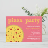 Pizza-Party Einladung (rosa) (Stehend Vorderseite)