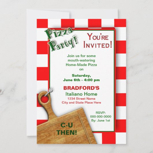 PIZZA-PARTY - EINLADUNG ZU MEHREREN ZWECKEN - (Rückseite)