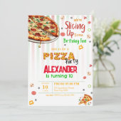 Pizza Party Einladung zum Geburtstag (Stehend Vorderseite)