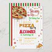 Pizza Party Einladung zum Geburtstag (Vorne/Hinten)
