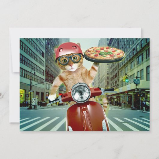 Pizza Party! Einladung zur Katzen (Rückseite)