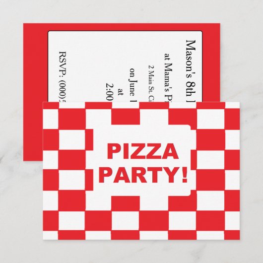 "Pizza Party" Einladungen (Vorne/Hinten)