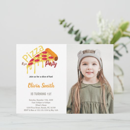 Pizza-Party Einladungen für Kinder (Stehend Vorderseite)