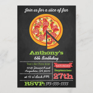 Pizza-Party Einladungen im Chalkboard
