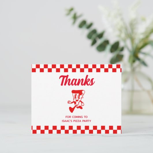 Pizza Party Flat Danke Karte (Stehend Vorderseite)