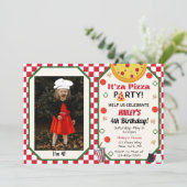 Pizza Party Foto Einladung (Stehend Vorderseite)