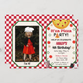 Pizza Party Foto Einladung (Vorne/Hinten)