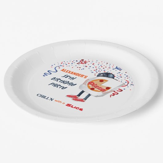 Pizza Party Funny Pappteller (Schrägansicht)