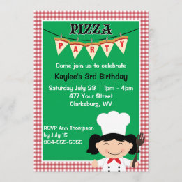 Pizza-Party für Mädchen Einladung