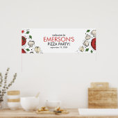 Pizza Party Geburtstag Begrüßungsbanner Poster (Küche)