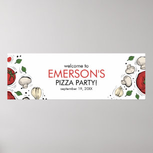 Pizza Party Geburtstag Begrüßungsbanner Poster