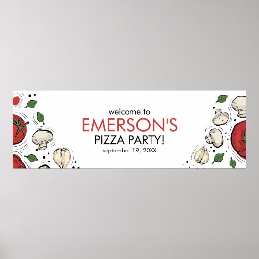 Pizza Party Geburtstag Begrüßungsbanner Poster (Vorne)