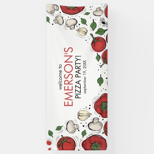 Pizza Party Geburtstag Begrüßungsbanner Poster Banner (Vertikal)