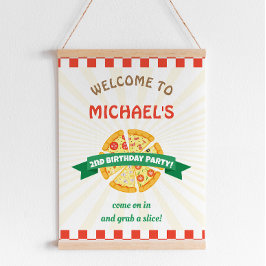 Pizza Party Geburtstag Begrüßungszeichen Poster