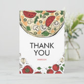 Pizza Party Geburtstag Danke Karte (Stehend Vorderseite)