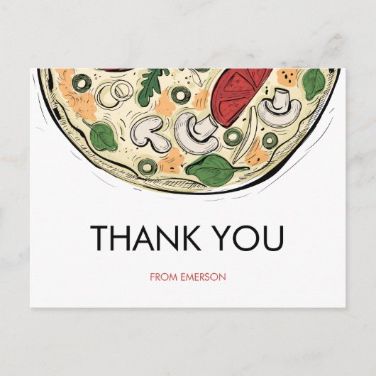 Pizza Party Geburtstag Danke, Postcard Postkarte (Vorderseite)