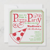 Pizza Party Geburtstag Einladung (Vorderseite)