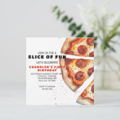 Pizza Party Geburtstag Einladung (Stehend Vorderseite)
