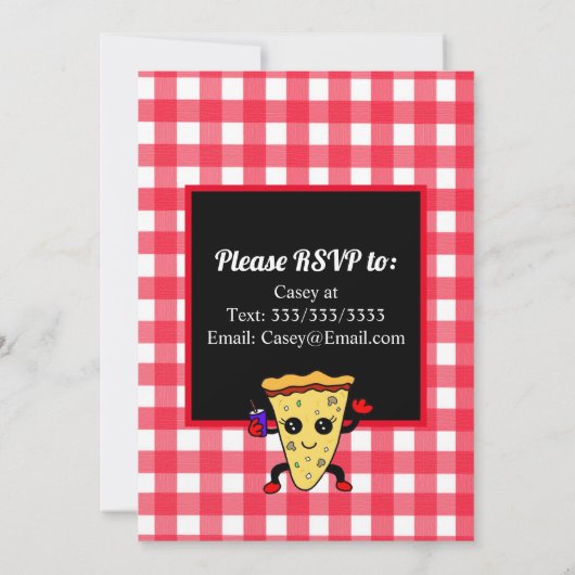 Pizza Party Geburtstag Einladung (Rückseite)