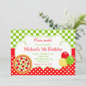 Pizza Party Geburtstag Einladung (Stehend Vorderseite)