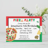 Pizza Party Geburtstag Einladung (Stehend Vorderseite)