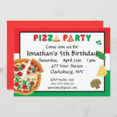 Pizza Party Geburtstag Einladung (Vorne/Hinten)