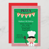 Pizza Party Geburtstag Einladung (Vorne/Hinten)