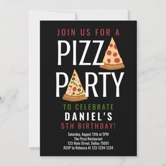 Pizza Party Geburtstag Einladung (Vorderseite)