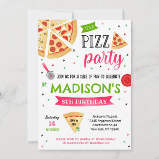 Pizza Party Geburtstag Einladungen für Mädchen