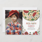 Pizza Party Geburtstag Foto Einladung (Vorderseite)