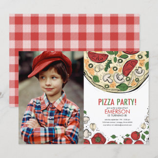Pizza Party Geburtstag Foto Einladung