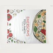 Pizza Party Geburtstag Foto Hintergrund Wandteppich (Vorderseite (Horizontal))