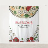 Pizza Party Geburtstag Foto Hintergrund Wandteppich (Vorderseite)