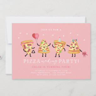 Pizza Party Geburtstag Invite Girls Niedlich Pizza Einladung