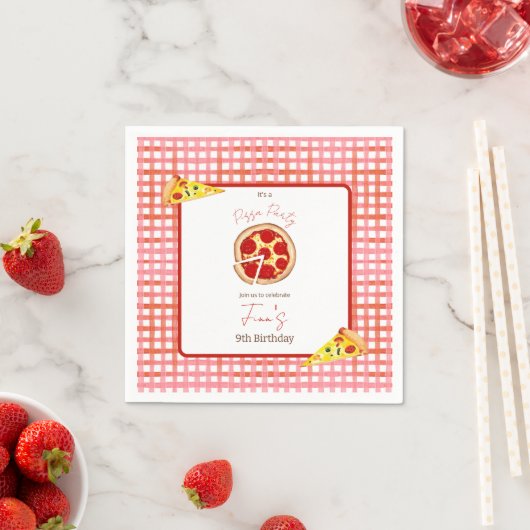 Pizza-Party Geburtstag jedes Alters Serviette (Beispiel)