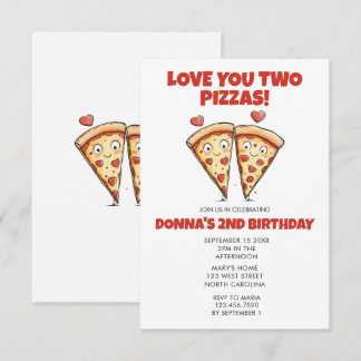 Pizza Party Geburtstag, Liebe Sie zwei Pizzen Einladung