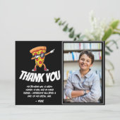 Pizza-Party Geburtstag | Lustige Pizza-Scheibe Kin Dankeskarte (Stehend Vorderseite)