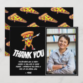 Pizza-Party Geburtstag | Lustige Pizza-Scheibe Kin Dankeskarte (Vorne/Hinten)