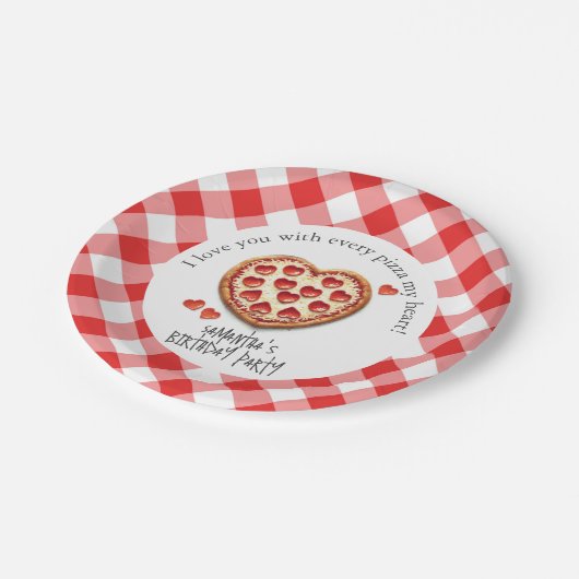 Pizza Party Geburtstag Pappteller (Schrägansicht)