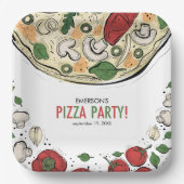 Pizza Party Geburtstag Pappteller (Vorderseite)