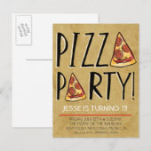 PIZZA PARTY GEBURTSTAGLICHE EINLADUNG FÜR KINDER (Vorne/Hinten)