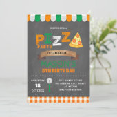 Pizza Party Geburtstagseinladung Einladung (Stehend Vorderseite)