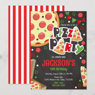 Pizza-Party-Geburtstagseinladung Kinder Pizza-Part Einladung