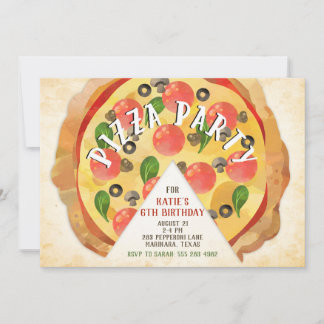 Pizza Party Geburtstagsfeier Einladung