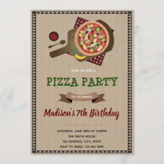 Pizza Party Geburtstagsfeier Einladung