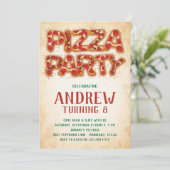 Pizza Party Geburtstagsfeier Einladung (Stehend Vorderseite)