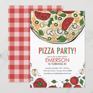 Pizza Party Geburtstagsfeier Einladung